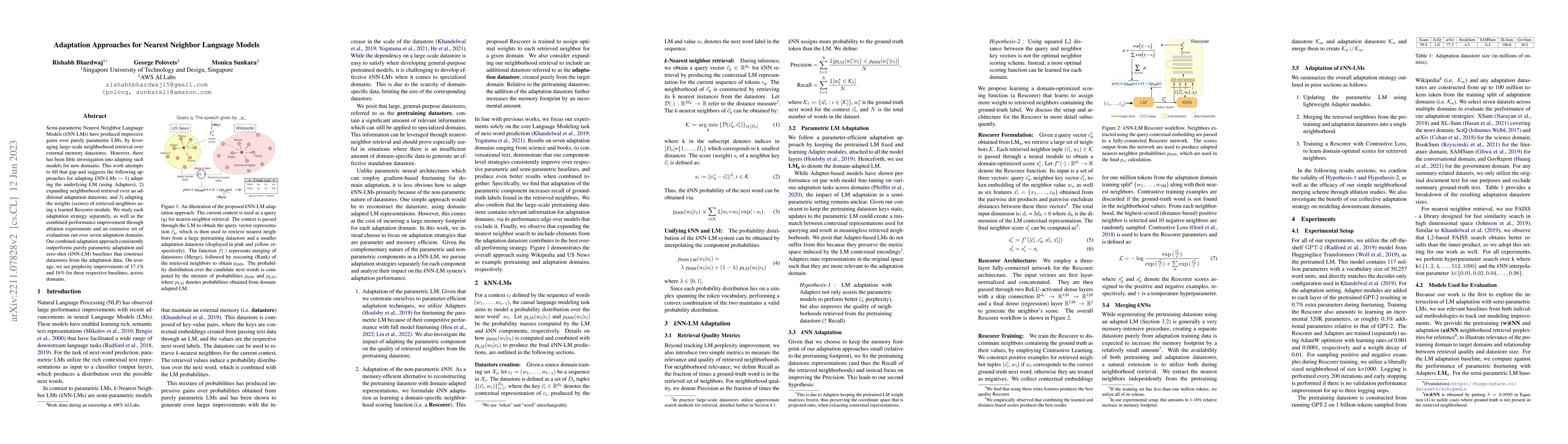 Thumbnail for Adaptation Approaches for Nearest Neighbor Language Models