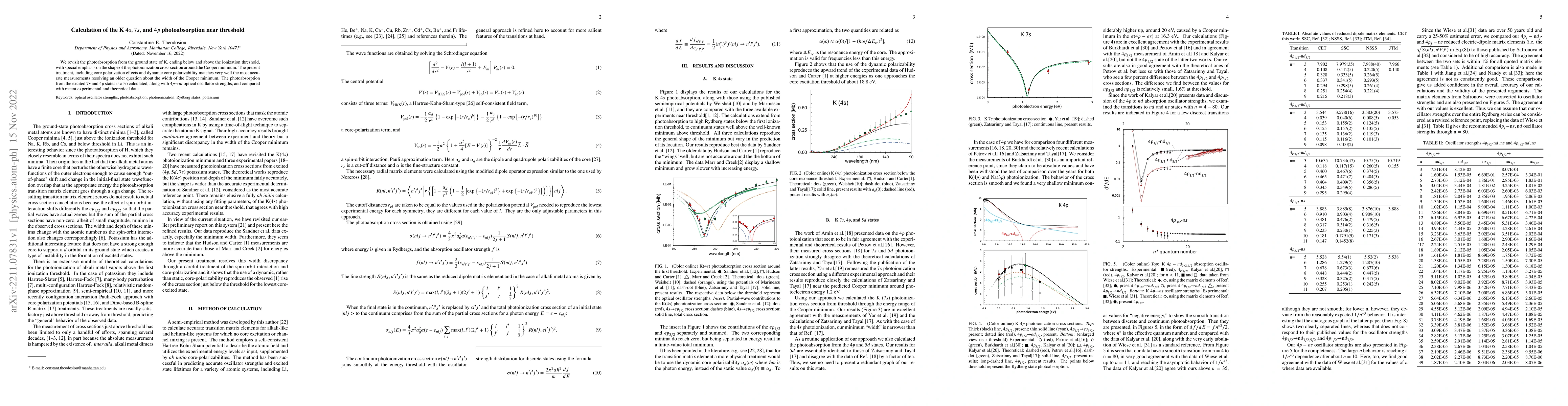 Thumbnail for Calculation of the K $4s, 7s,$ and $4p$ photoabsorption near threshold