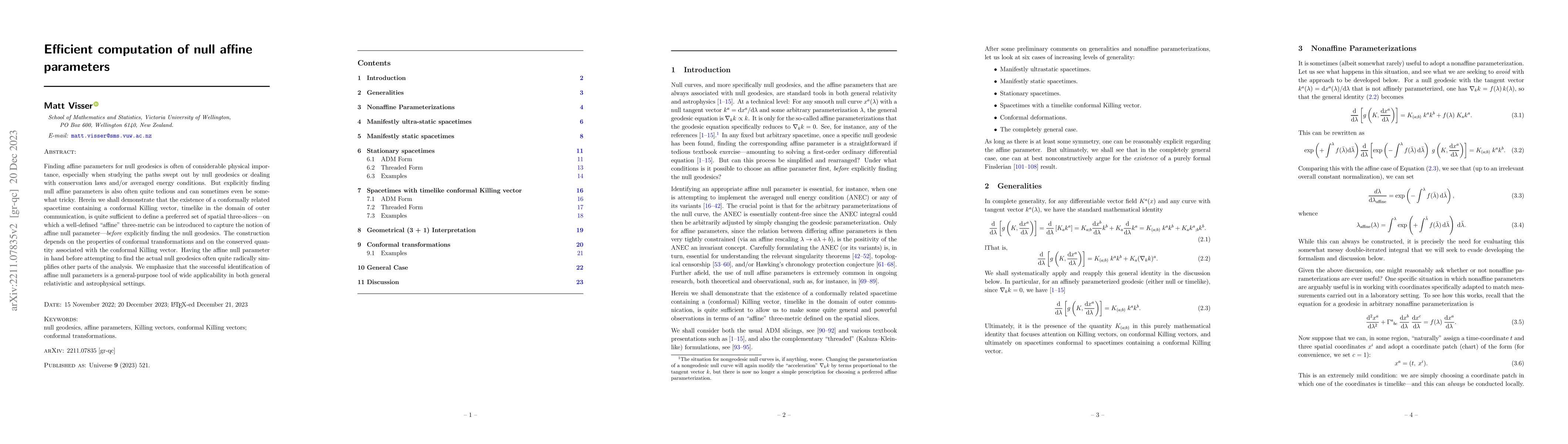 Thumbnail for Efficient computation of null affine parameters