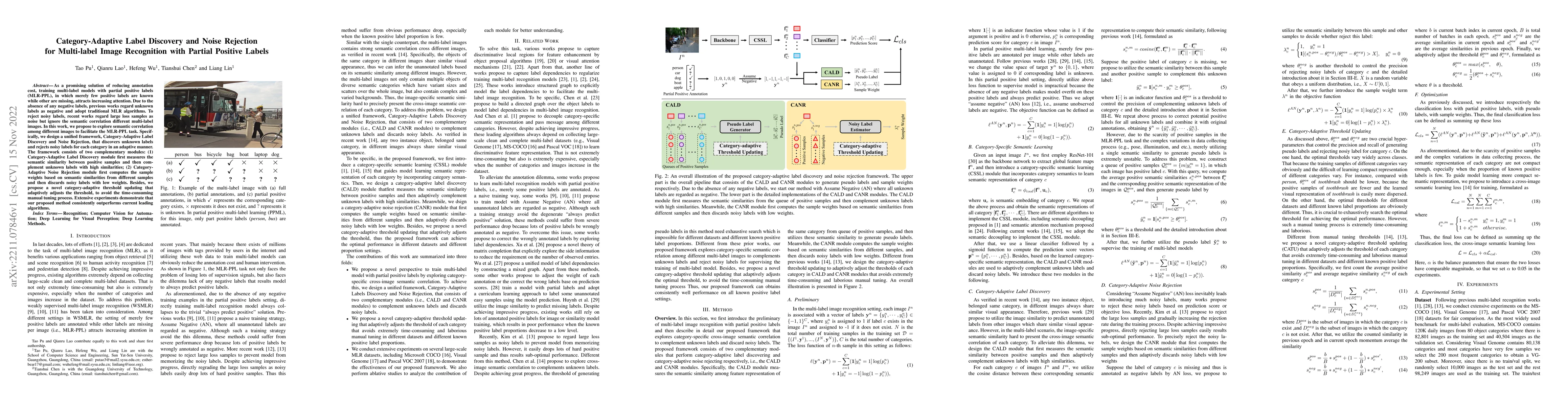 Thumbnail for Category-Adaptive Label Discovery and Noise Rejection for Multi-label
  Image Recognition with Partial Positive Labels