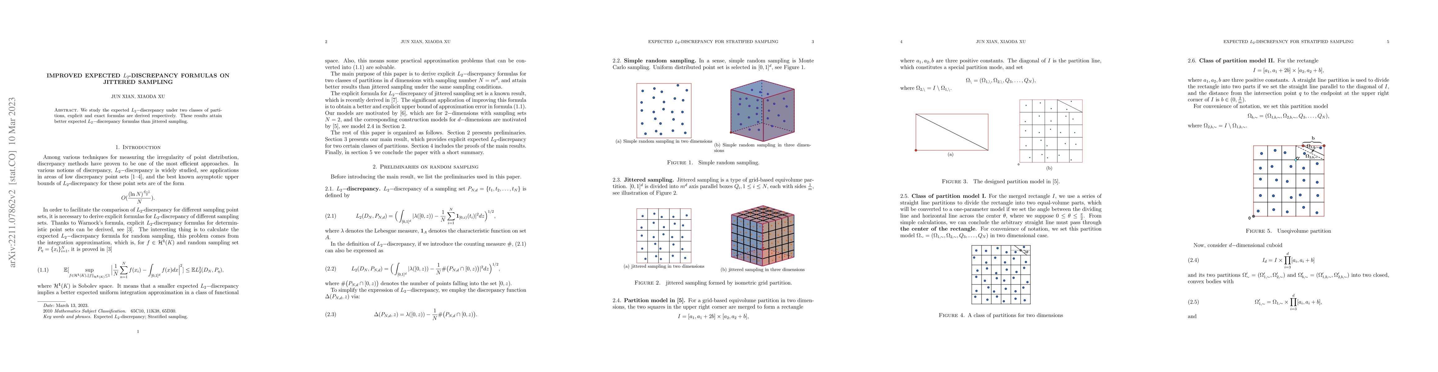 Thumbnail for Improved expected $L_2$-discrepancy formulas on jittered sampling