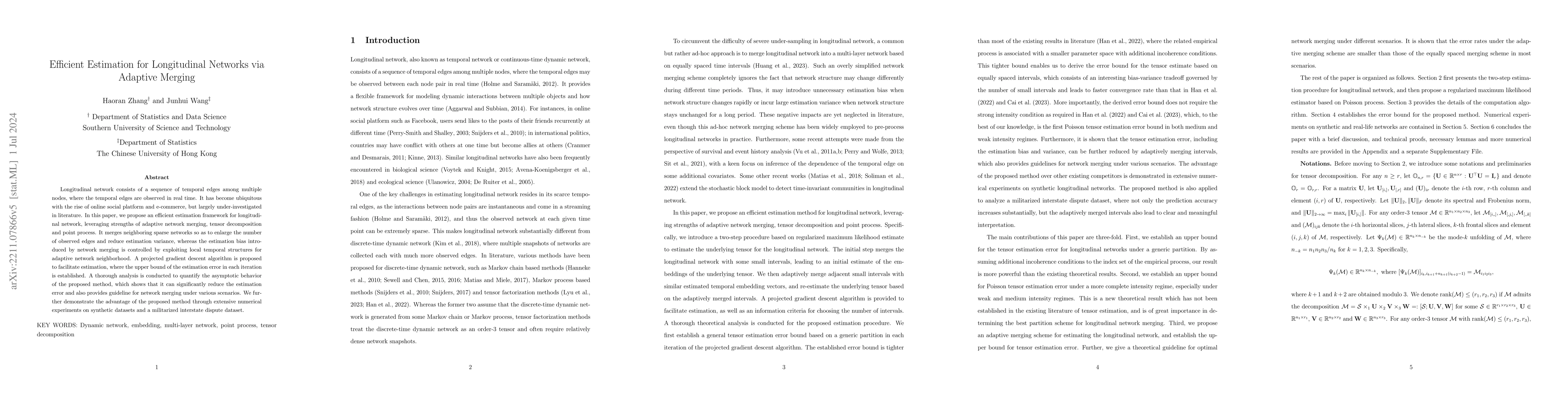 Thumbnail for Efficient Estimation for Longitudinal Networks via Adaptive Merging