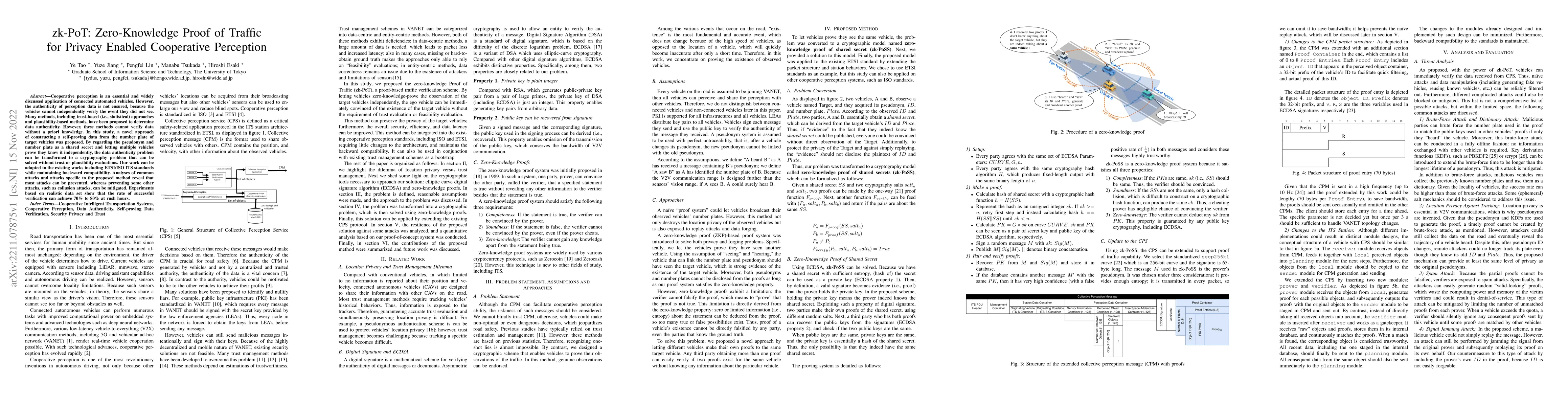 Thumbnail for zk-PoT: Zero-Knowledge Proof of Traffic for Privacy Enabled Cooperative
  Perception