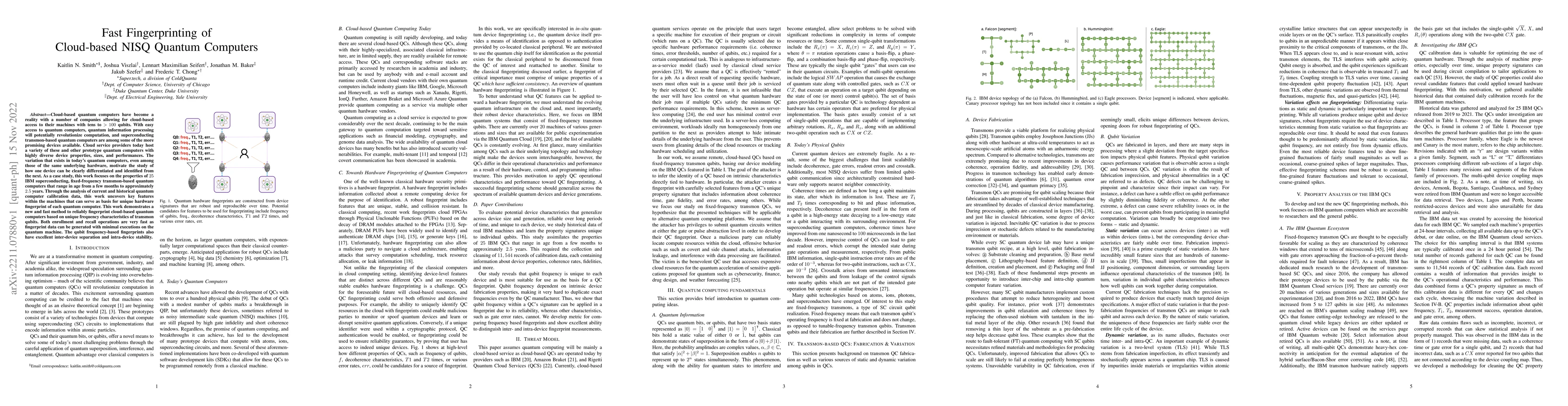 Thumbnail for Fast Fingerprinting of Cloud-based NISQ Quantum Computers