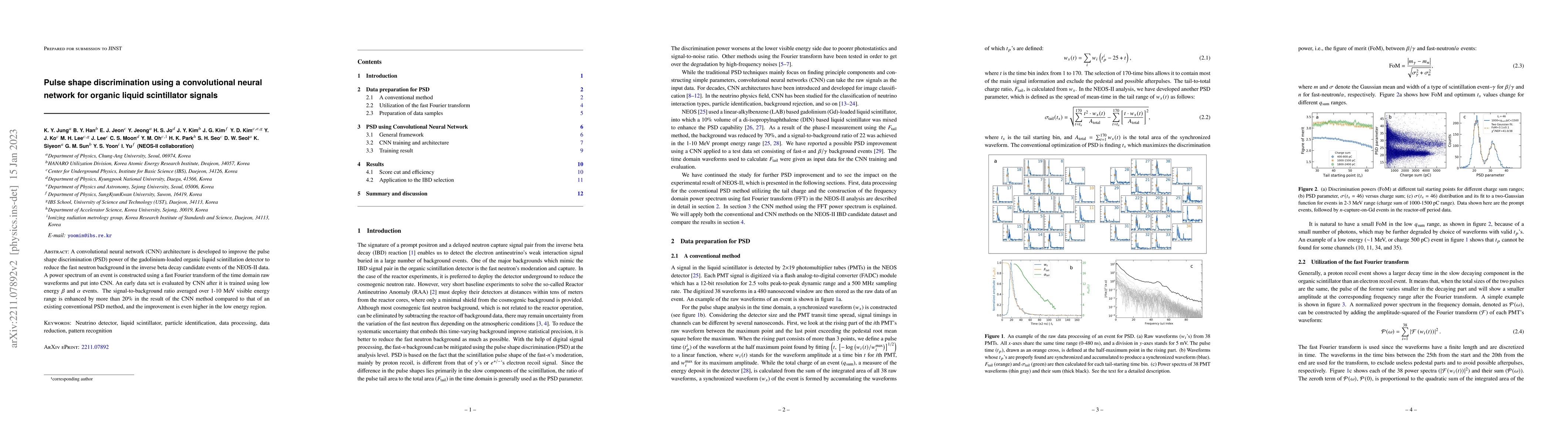 Thumbnail for Pulse shape discrimination using a convolutional neural network for
  organic liquid scintillator signals