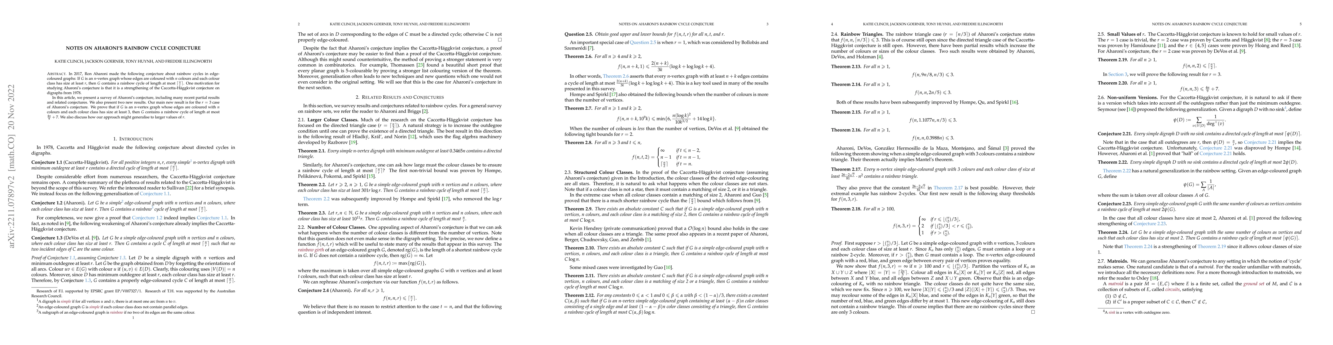 Thumbnail for Notes on Aharoni's rainbow cycle conjecture