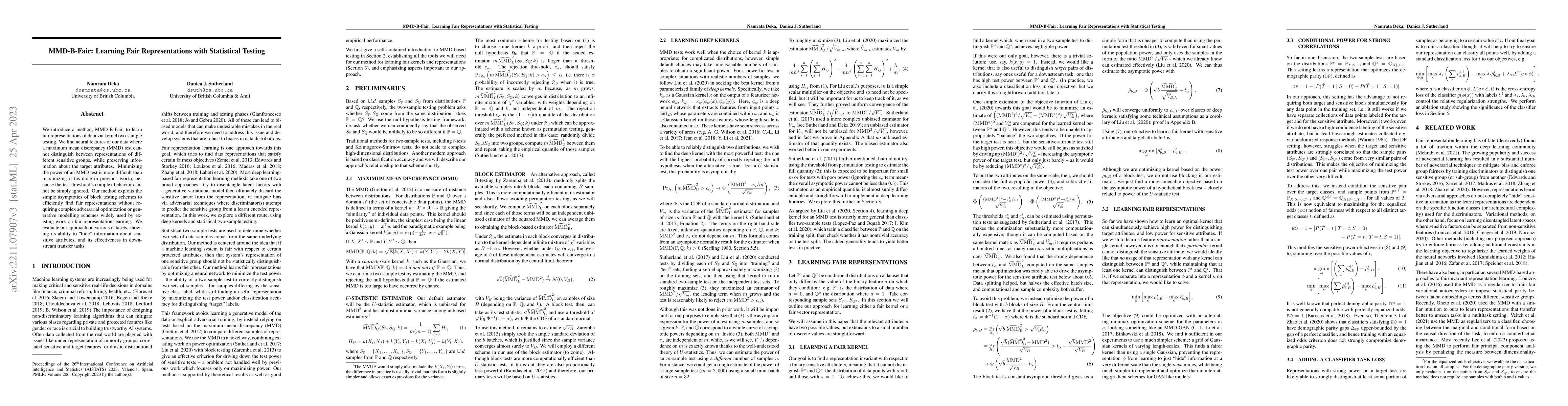 Thumbnail for MMD-B-Fair: Learning Fair Representations with Statistical Testing