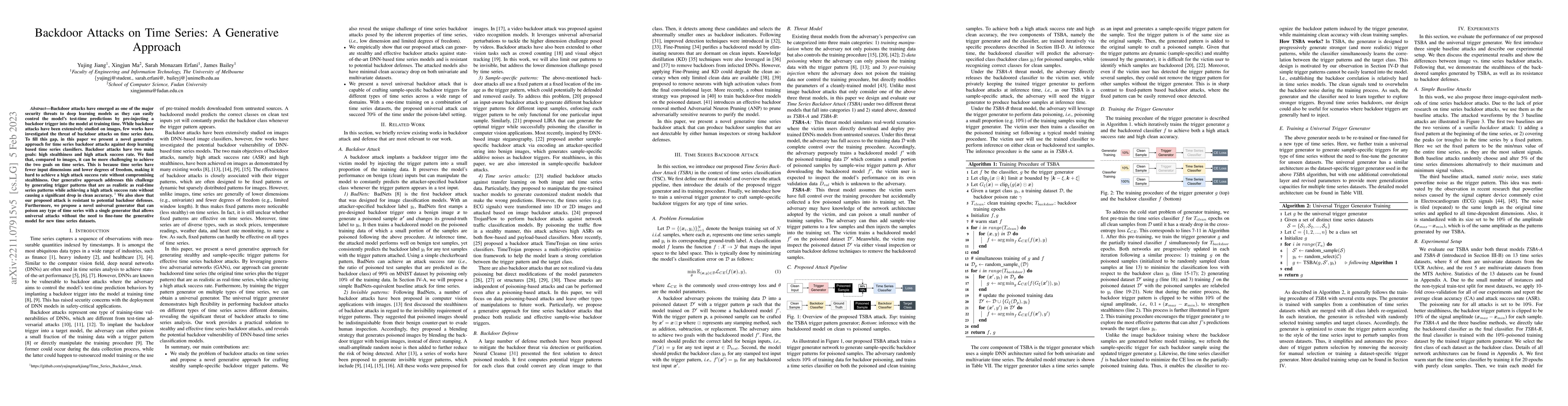 Thumbnail for Backdoor Attacks on Time Series: A Generative Approach