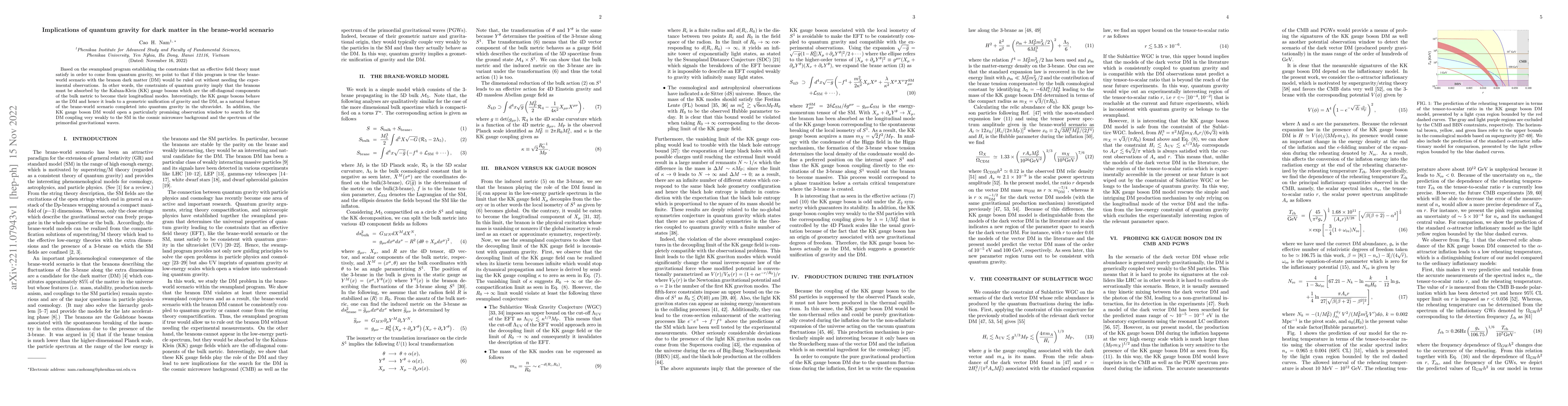 Thumbnail for Implications of quantum gravity for dark matter in the brane-world
  scenario