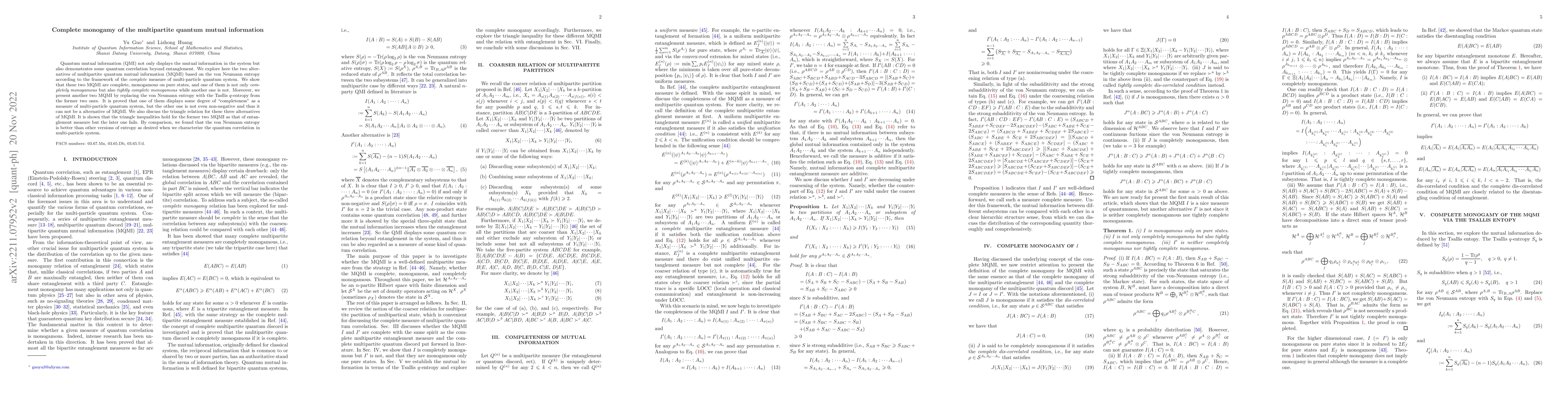Thumbnail for Complete monogamy of the multipartite quantum mutual information