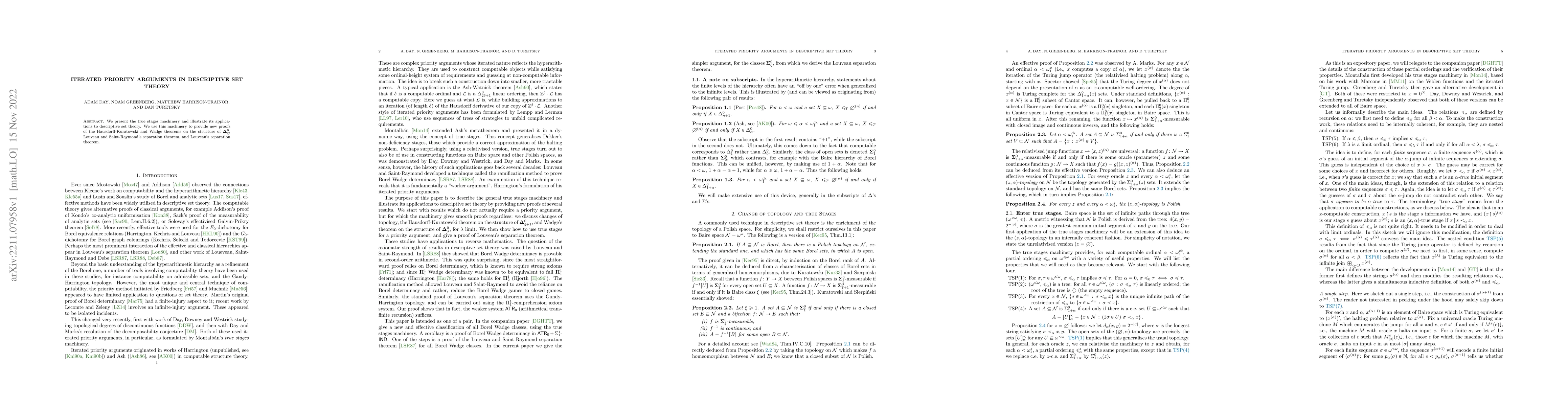 Thumbnail for Iterated Priority Arguments in Descriptive Set Theory