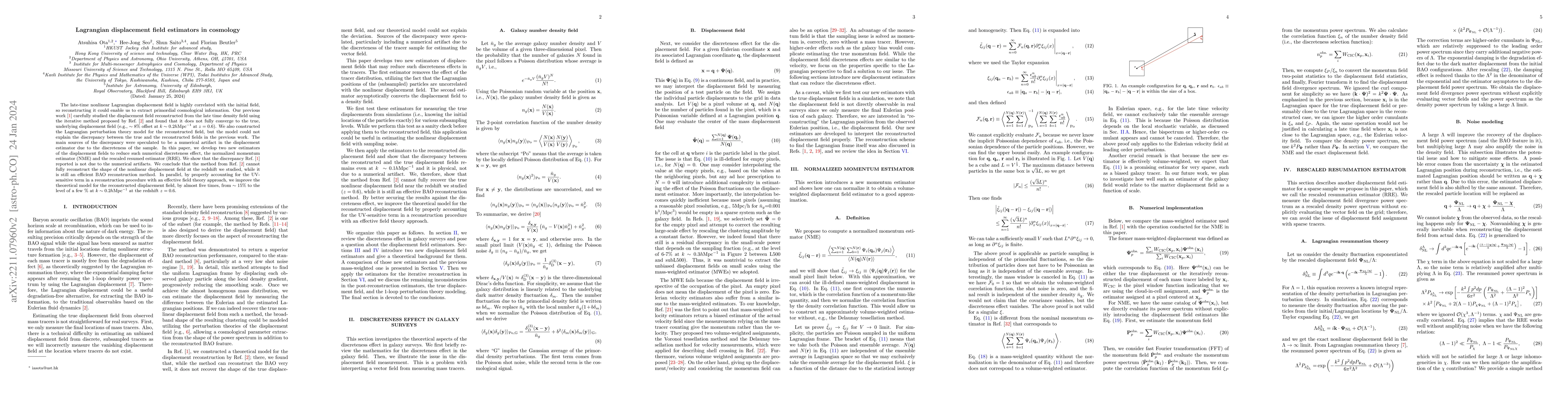 Thumbnail for Lagrangian displacement field estimators in cosmology