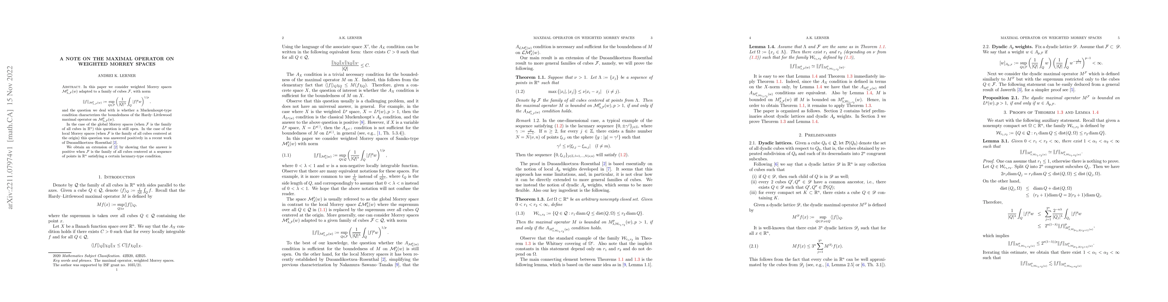Thumbnail for A note on the maximal operator on weighted Morrey spaces