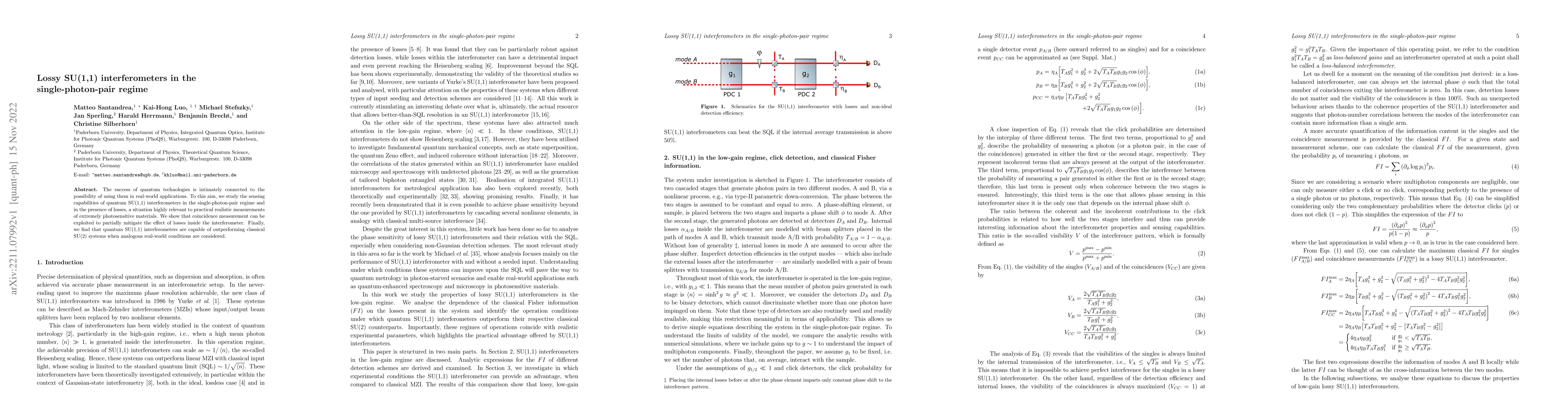Thumbnail for Lossy SU(1,1) interferometers in the single-photon-pair regime
