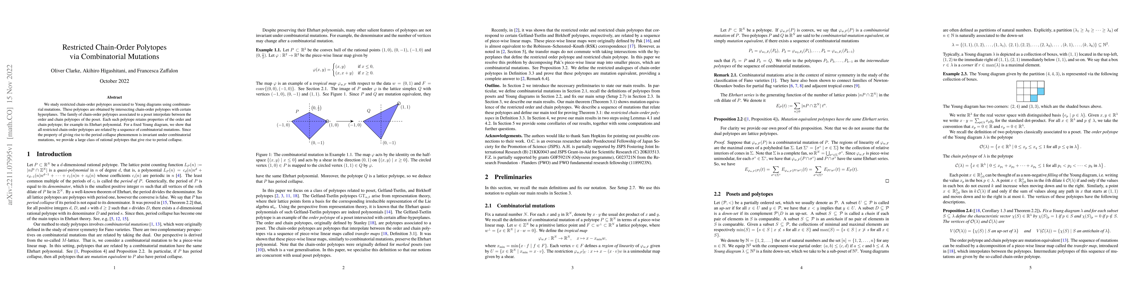 Thumbnail for Restricted Chain-Order Polytopes via Combinatorial Mutations