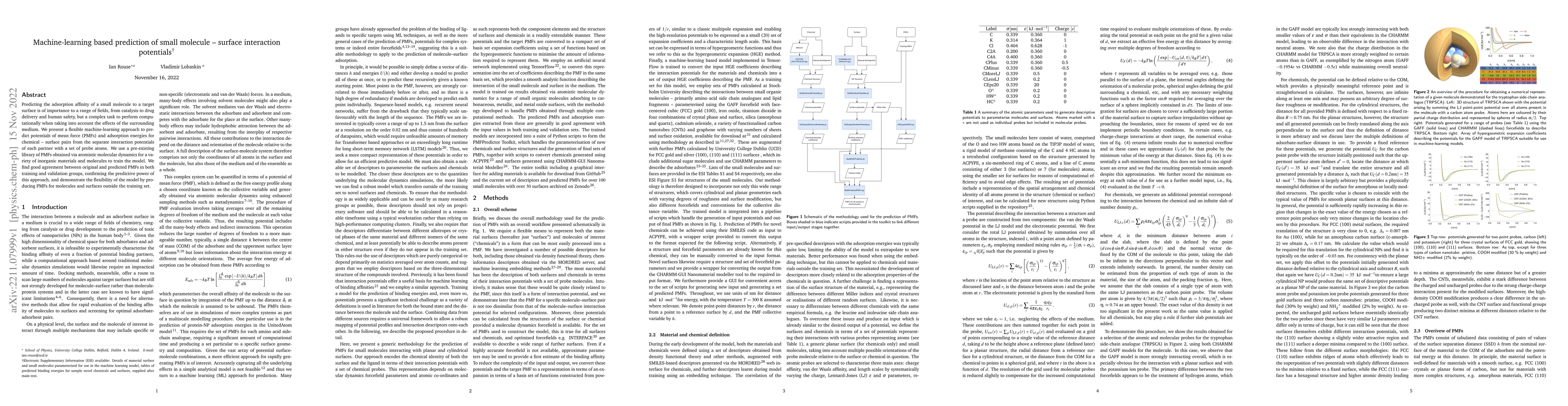 Thumbnail for Machine-learning based prediction of small molecule -- surface
  interaction potentials