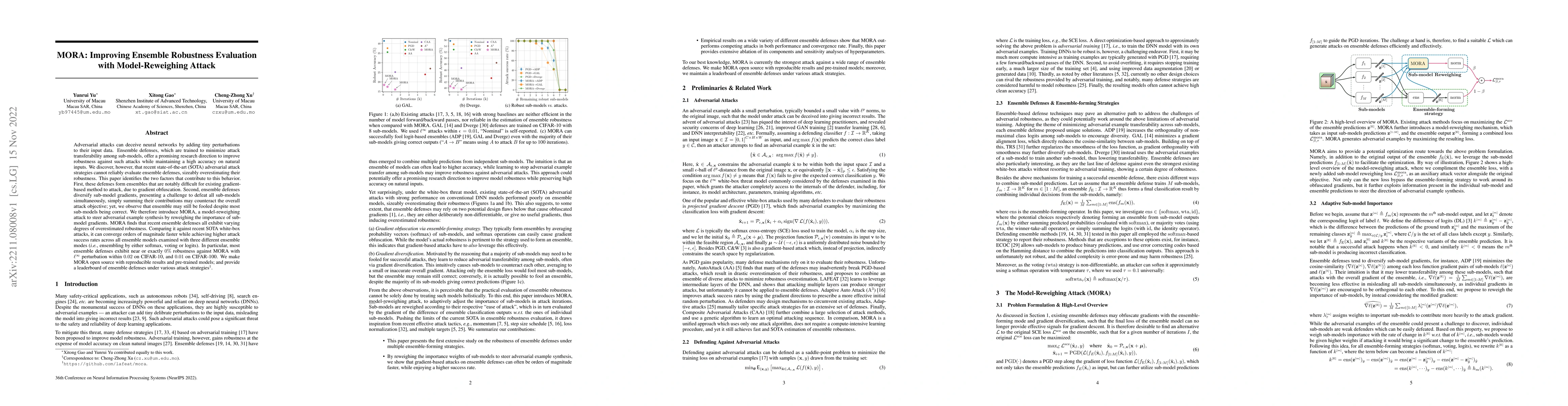 Thumbnail for MORA: Improving Ensemble Robustness Evaluation with Model-Reweighing
  Attack