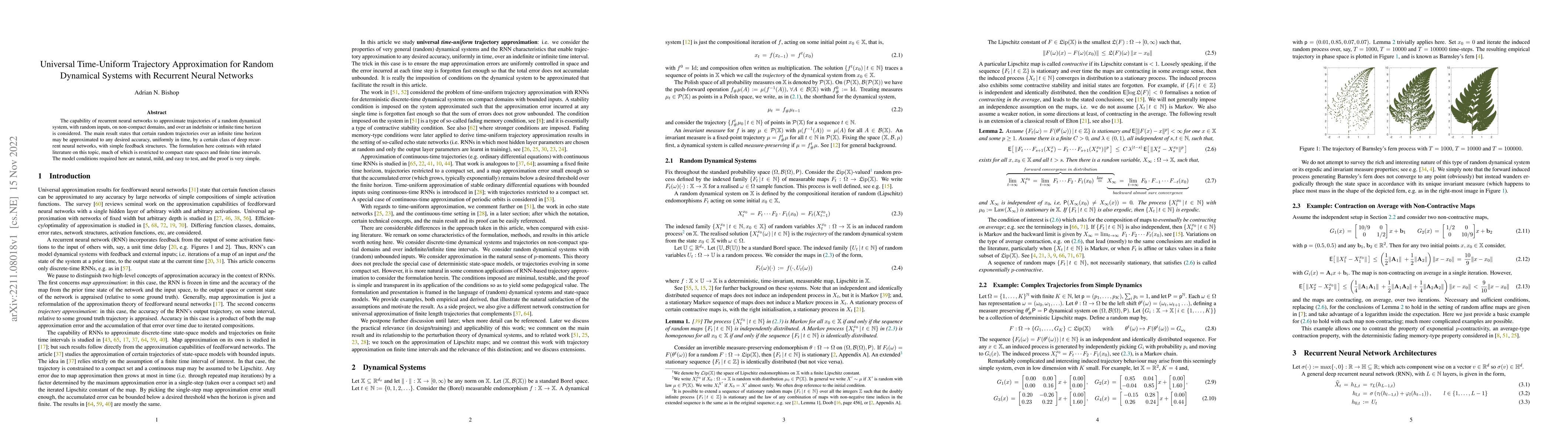 Thumbnail for Universal Time-Uniform Trajectory Approximation for Random Dynamical
  Systems with Recurrent Neural Networks