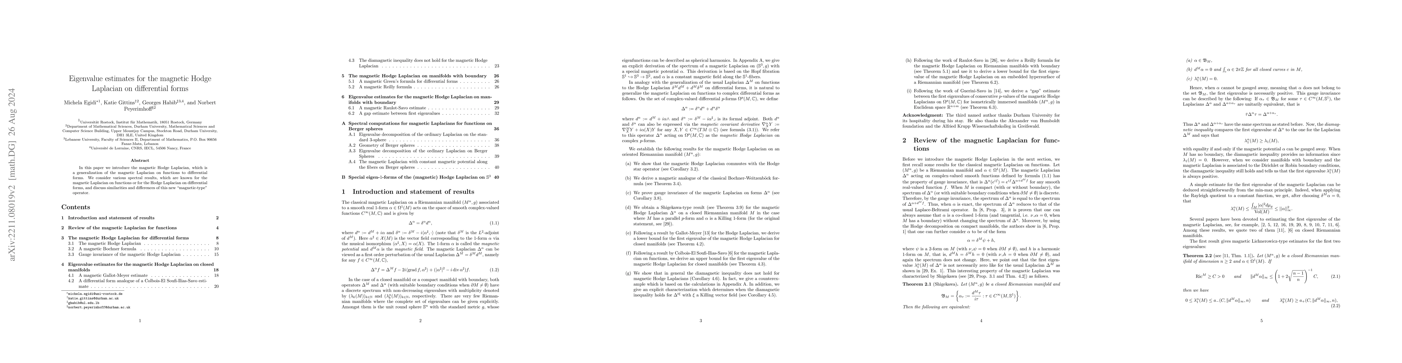 Thumbnail for Eigenvalue estimates for the magnetic Hodge Laplacian on differential
  forms
