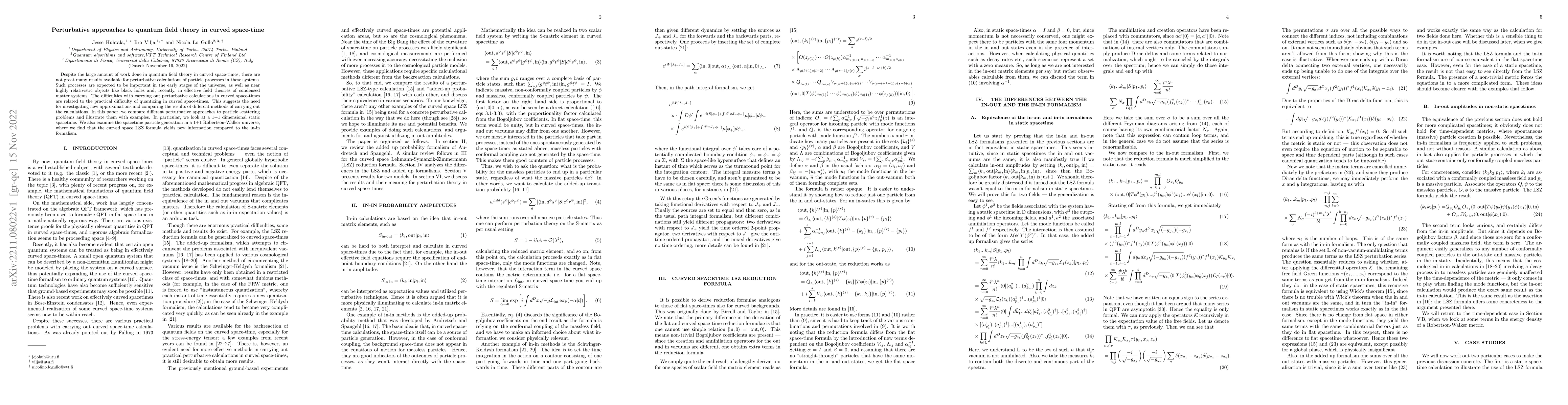 Thumbnail for Perturbative approaches to quantum field theory in curved space-time