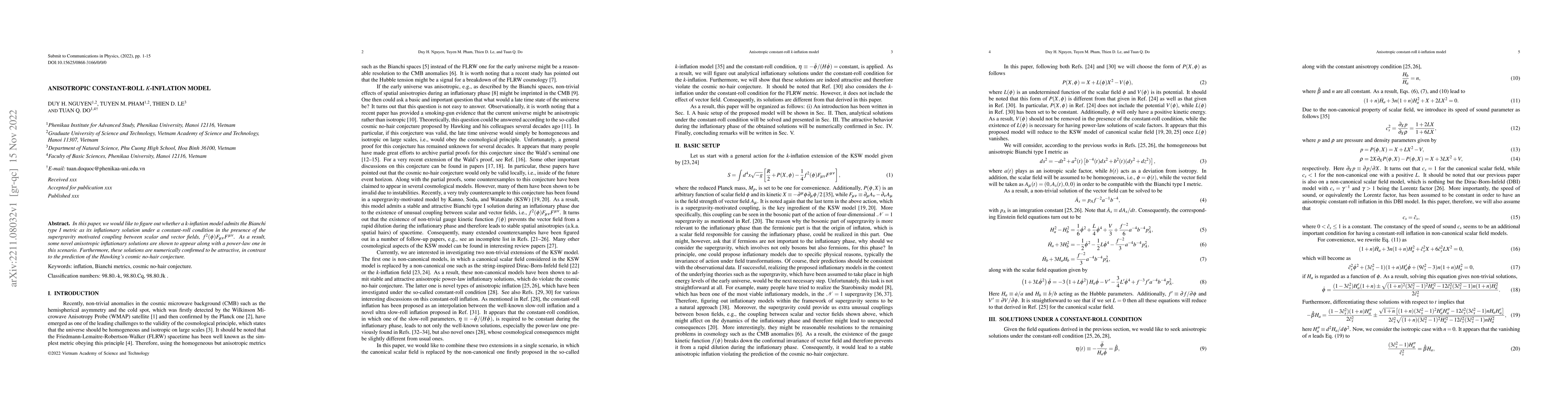 Thumbnail for Anisotropic constant-roll k-inflation model