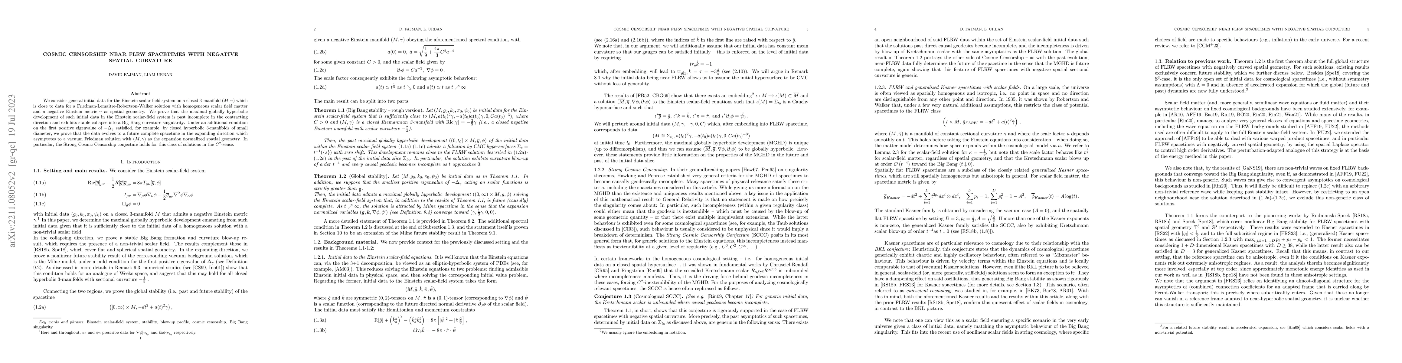 Thumbnail for Cosmic Censorship near FLRW spacetimes with negative spatial curvature