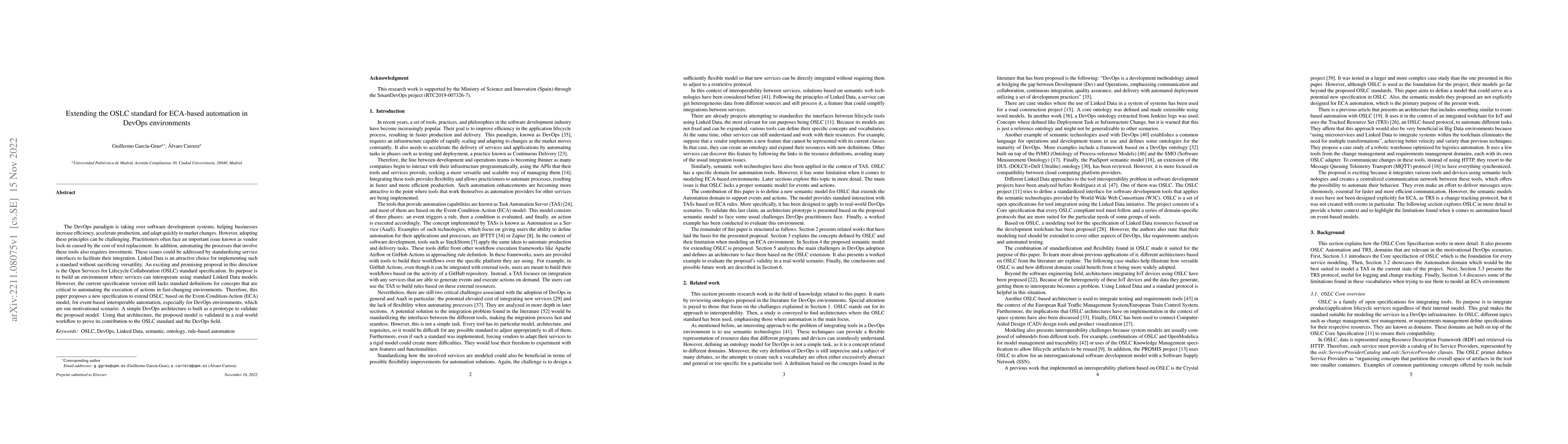 Thumbnail for Extending the OSLC standard for ECA-based automation in DevOps
  environments
