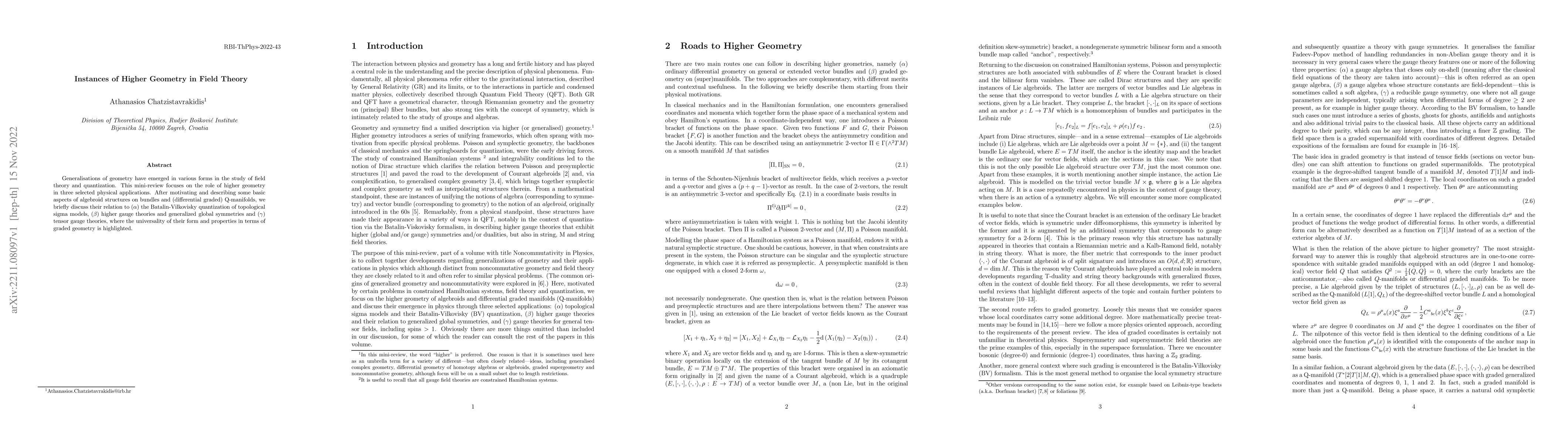 Thumbnail for Instances of Higher Geometry in Field Theory