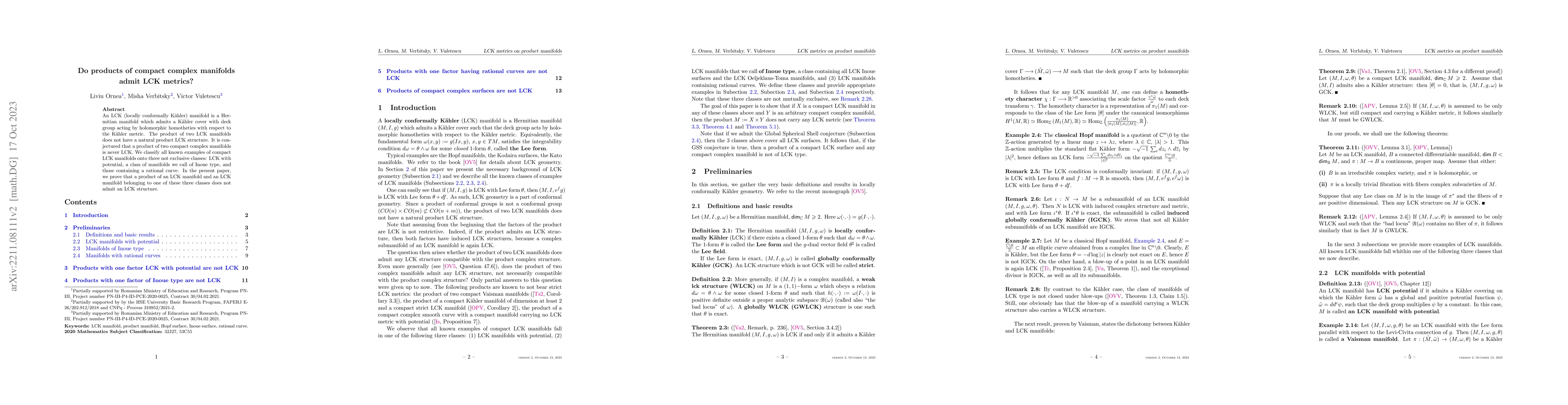 Thumbnail for Do products of compact complex manifolds admit LCK metrics?