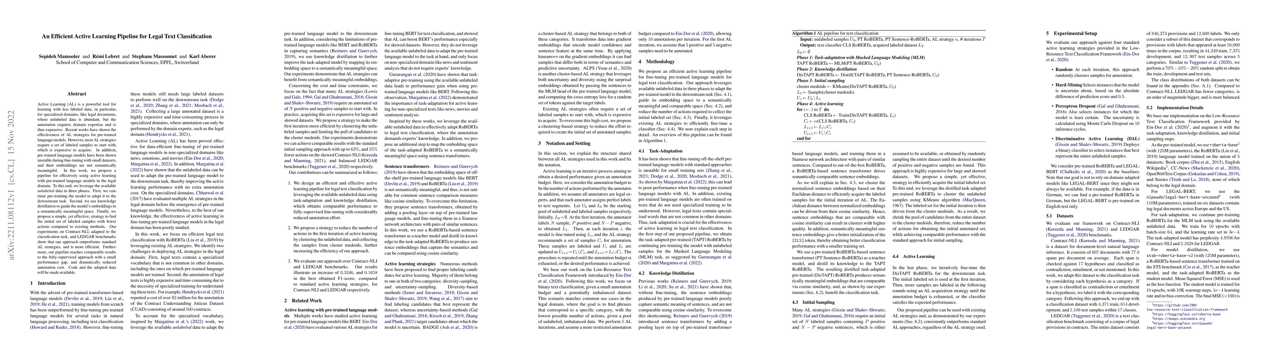 Thumbnail for An Efficient Active Learning Pipeline for Legal Text Classification