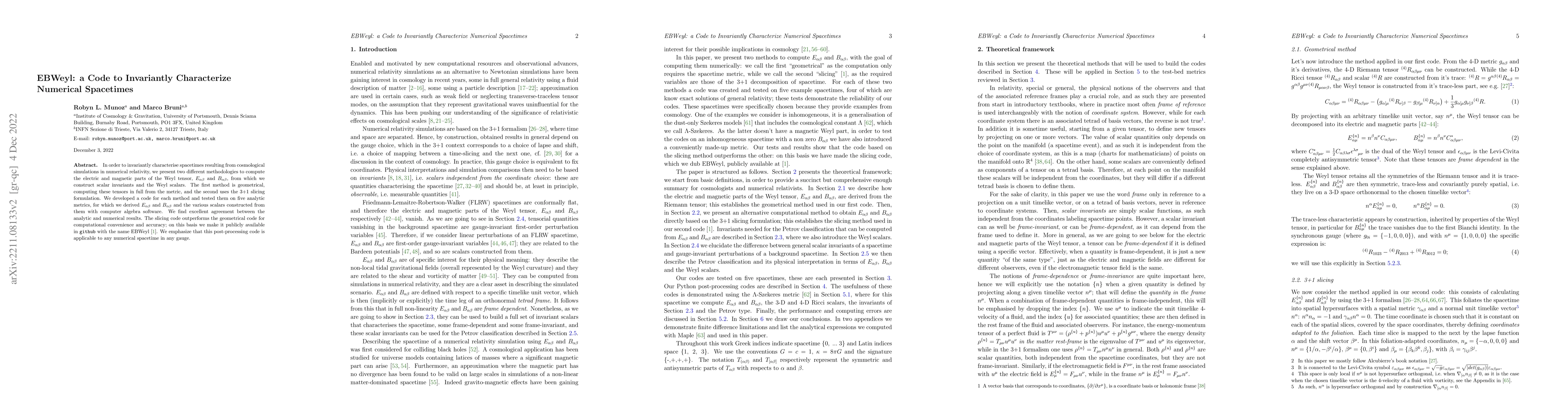 Thumbnail for EBWeyl: a Code to Invariantly Characterize Numerical Spacetimes