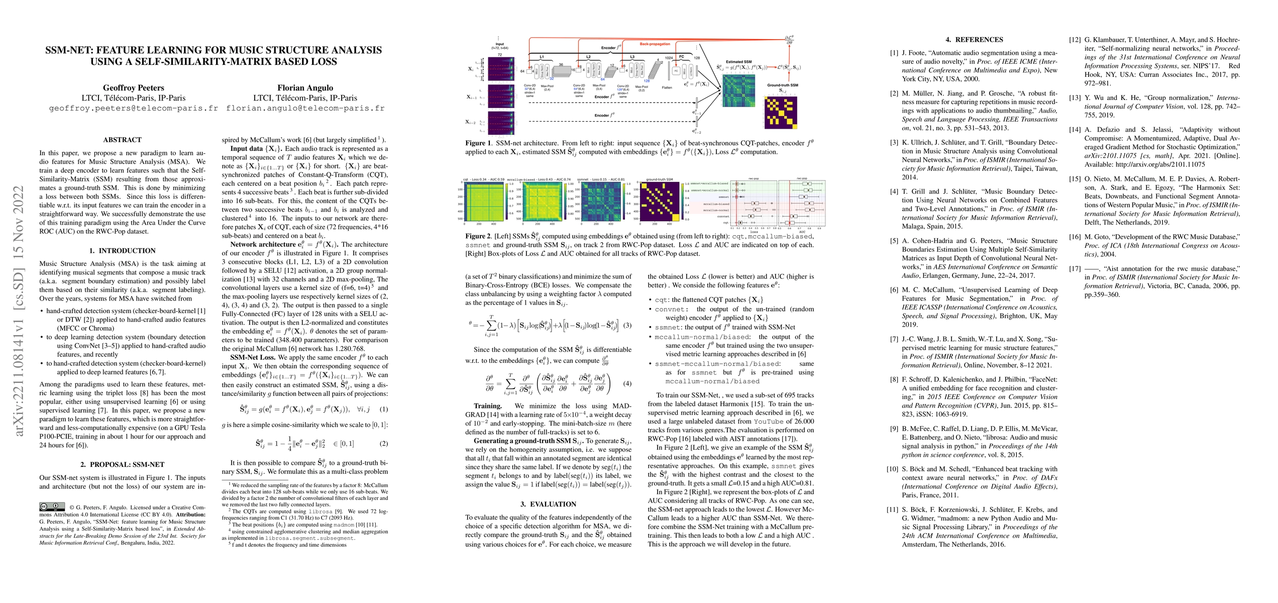 Thumbnail for SSM-Net: feature learning for Music Structure Analysis using a
  Self-Similarity-Matrix based loss