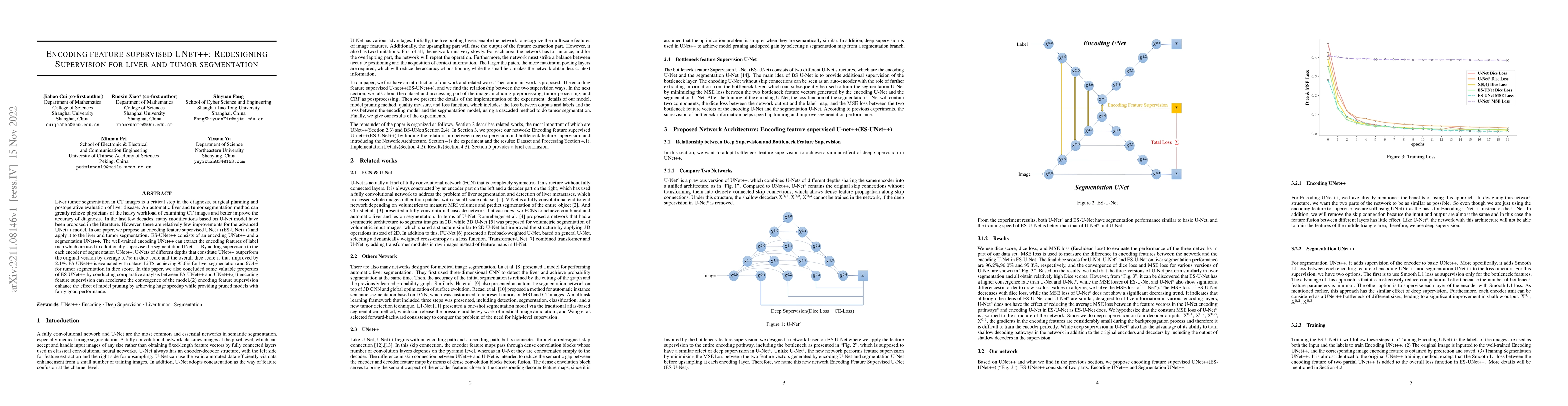 Thumbnail for Encoding feature supervised UNet++: Redesigning Supervision for liver
  and tumor segmentation
