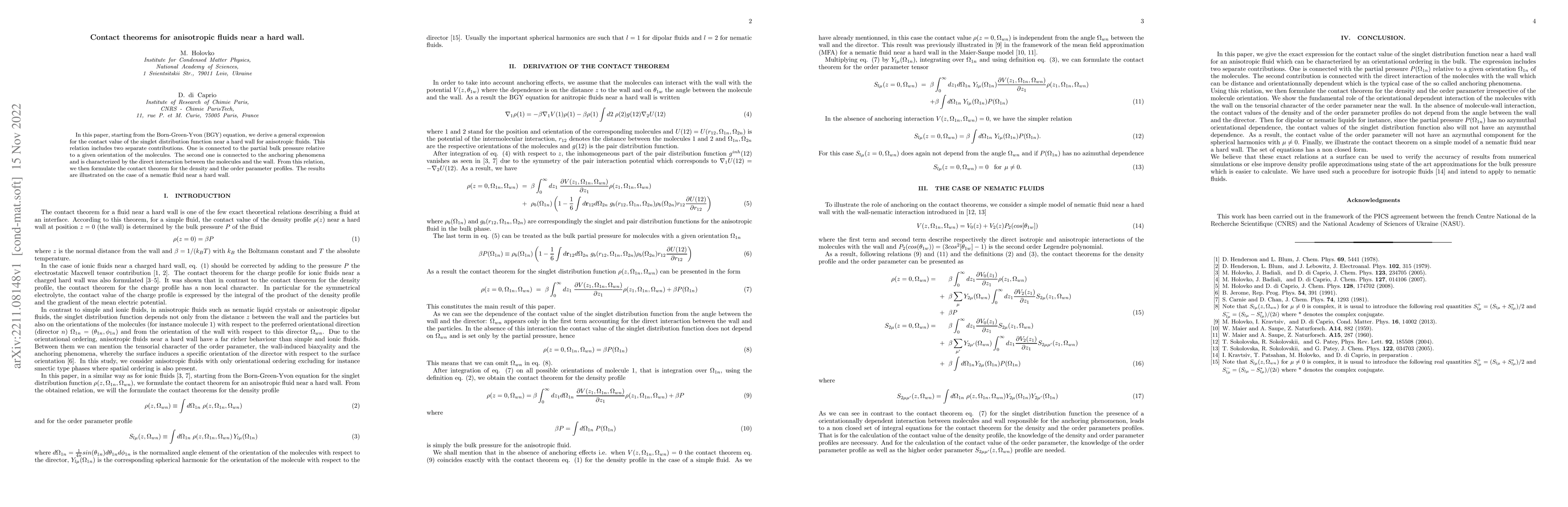 Thumbnail for Contact theorems for anisotropic fluids near a hard wall
