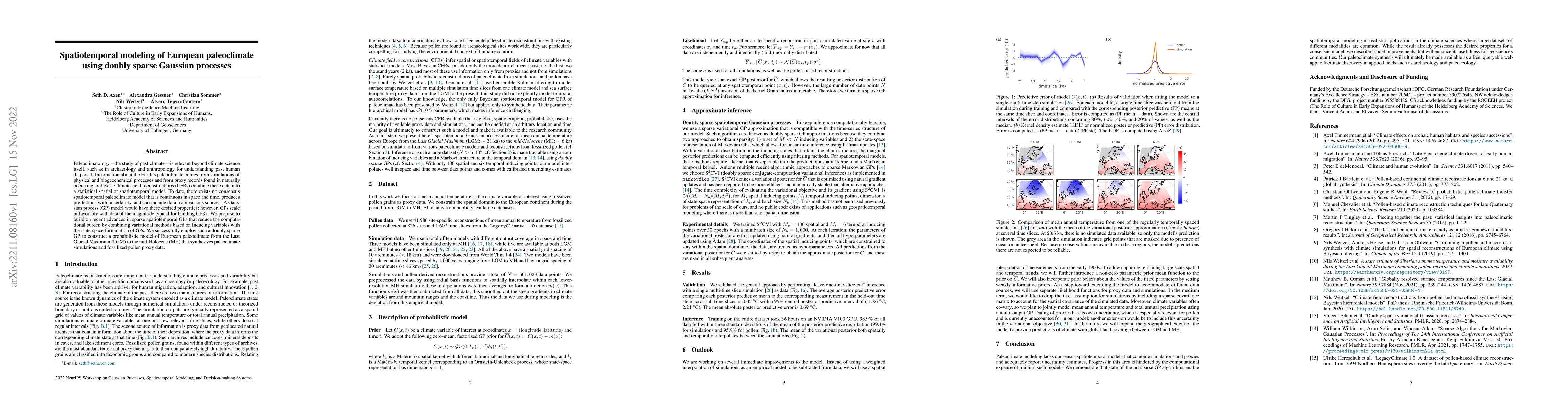 Thumbnail for Spatiotemporal modeling of European paleoclimate using doubly sparse
  Gaussian processes