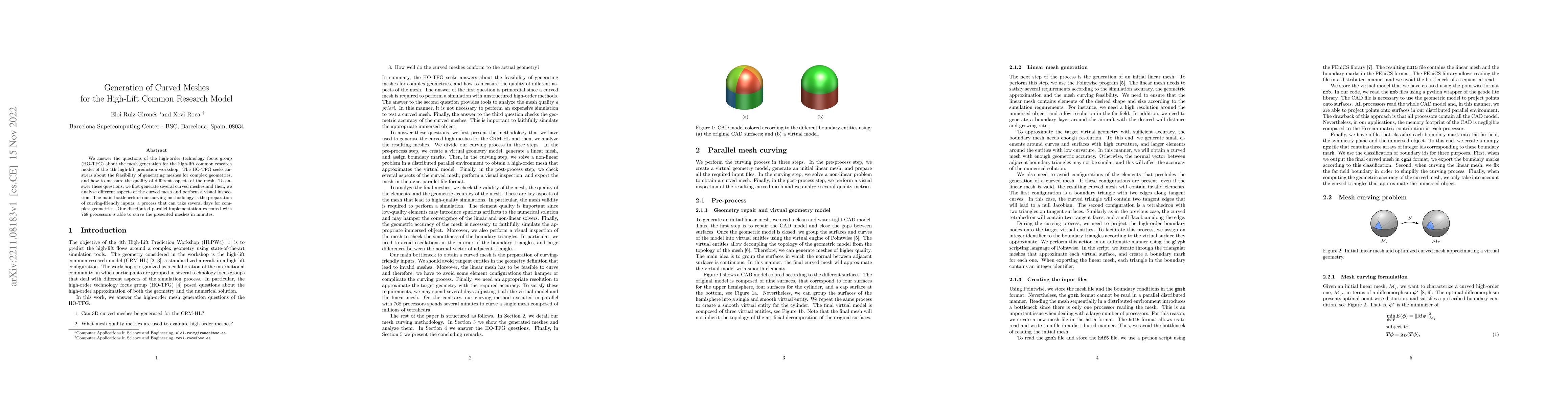 Thumbnail for Generation of Curved Meshes for the High-Lift Common Research Model