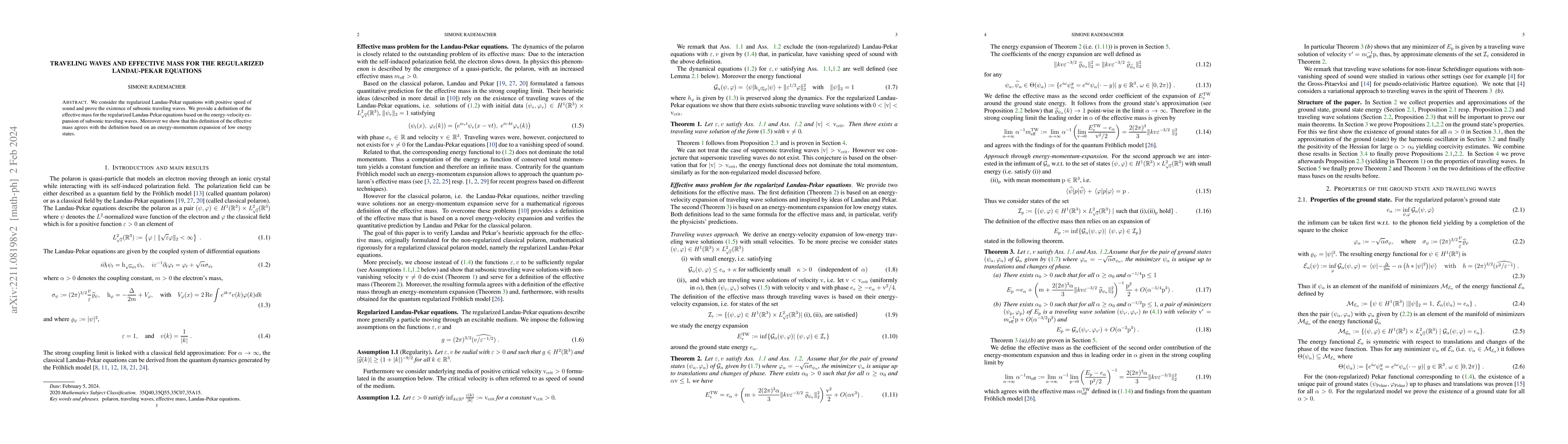 Thumbnail for Traveling waves and effective mass for the regularized Landau-Pekar
  equations