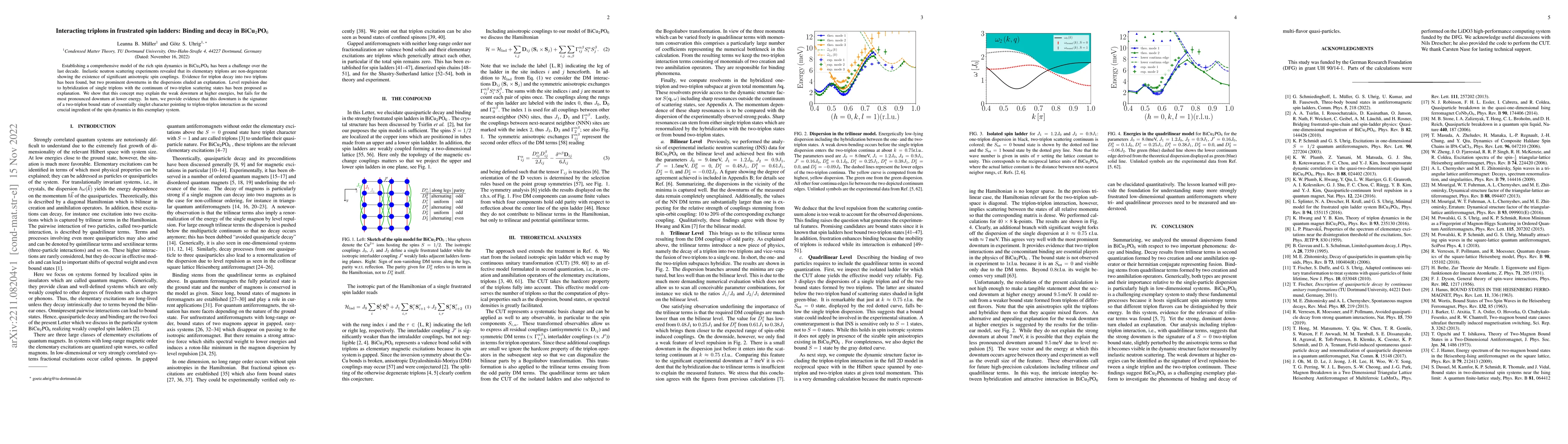 Thumbnail for Interacting triplons in frustrated spin ladders: Binding and decay in
  BiCu$_2$PO$_6$