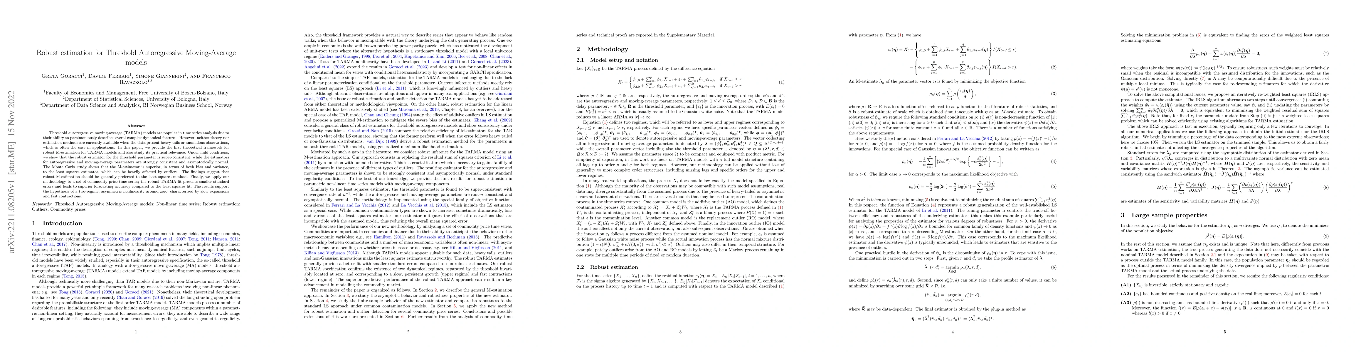 Thumbnail for Robust estimation for Threshold Autoregressive Moving-Average models