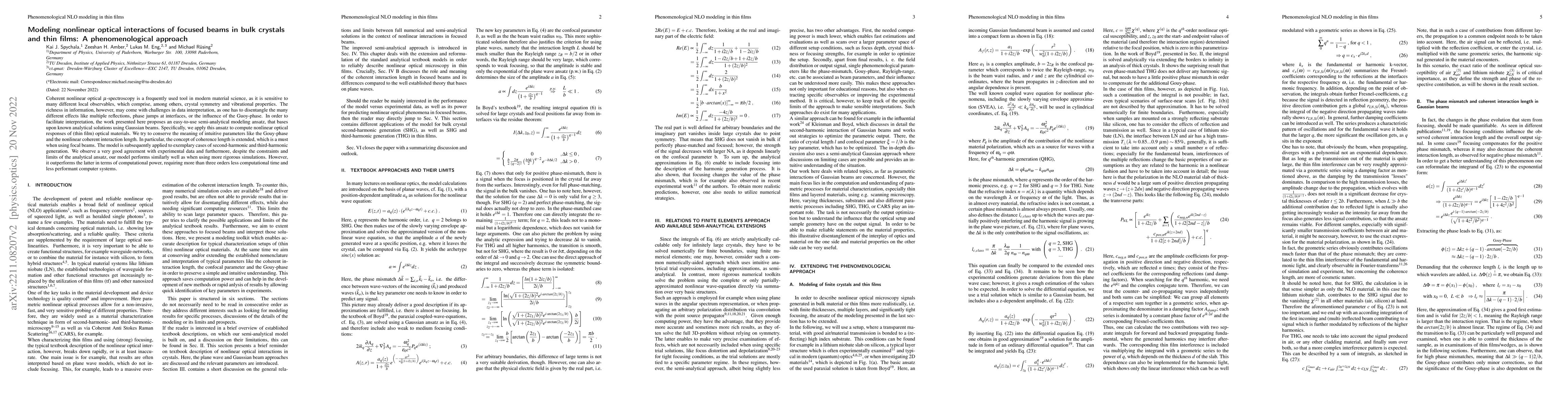 Thumbnail for Modeling nonlinear optical interactions of focused beams in bulk
  crystals and thin films: A phenomenological approach