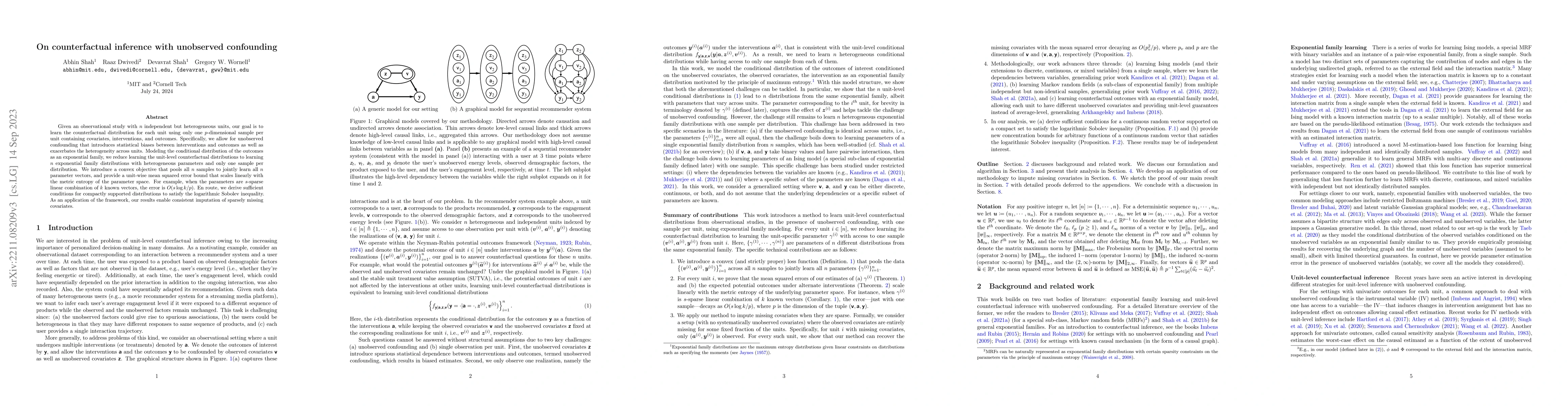Thumbnail for On counterfactual inference with unobserved confounding