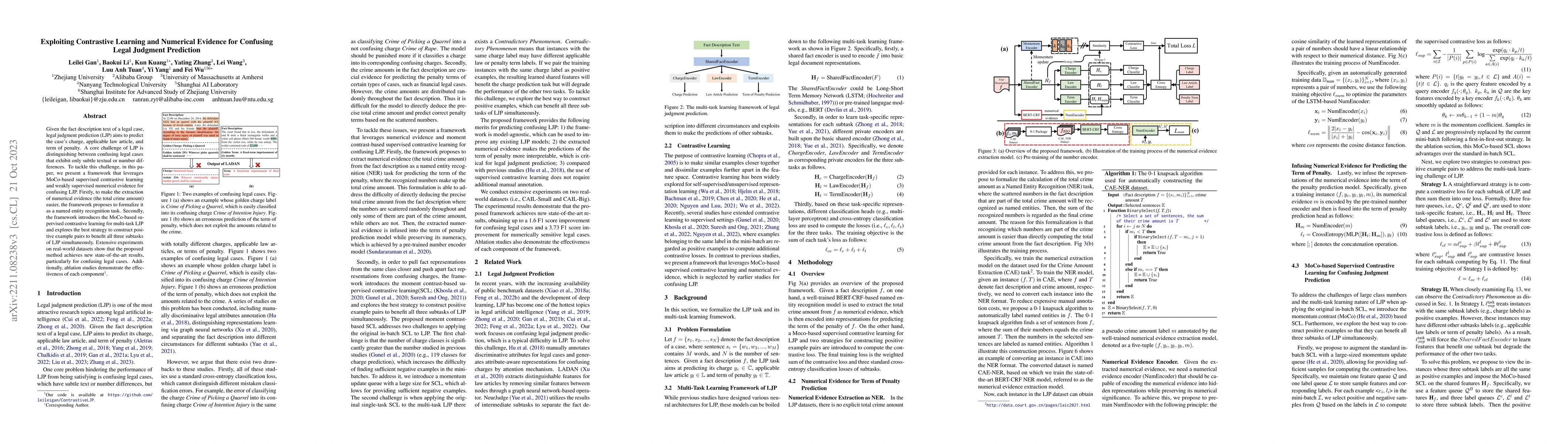 Thumbnail for Exploiting Contrastive Learning and Numerical Evidence for Confusing
  Legal Judgment Prediction