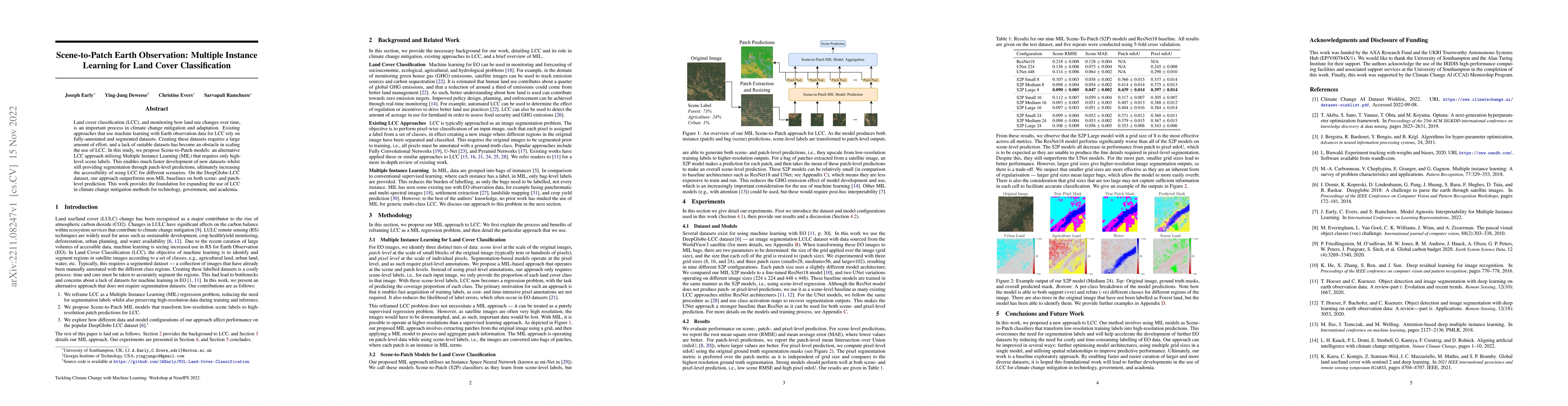 Thumbnail for Scene-to-Patch Earth Observation: Multiple Instance Learning for Land
  Cover Classification