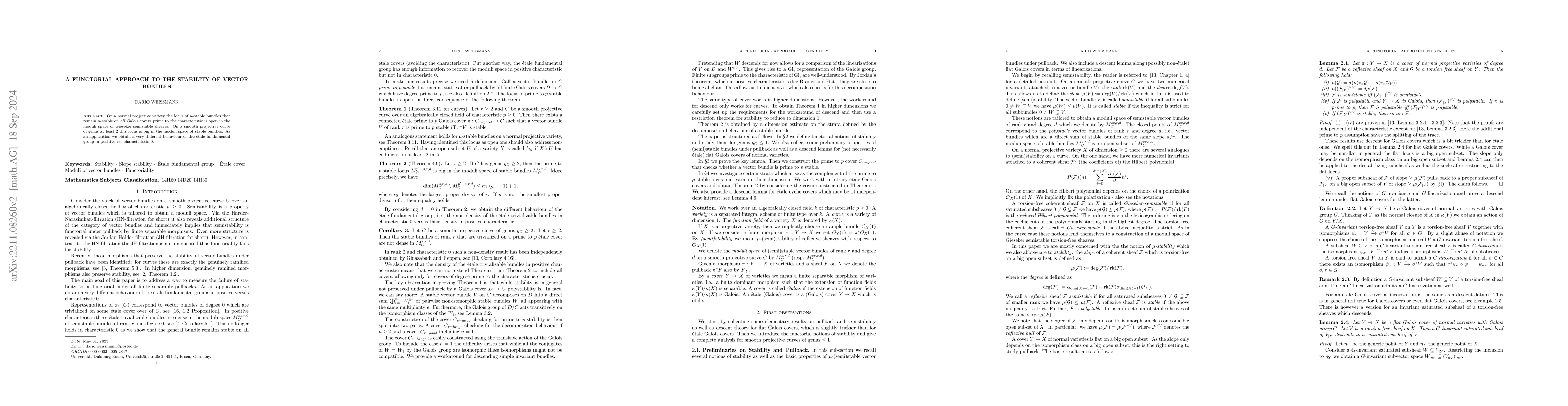 Thumbnail for A functorial approach to the stability of vector bundles