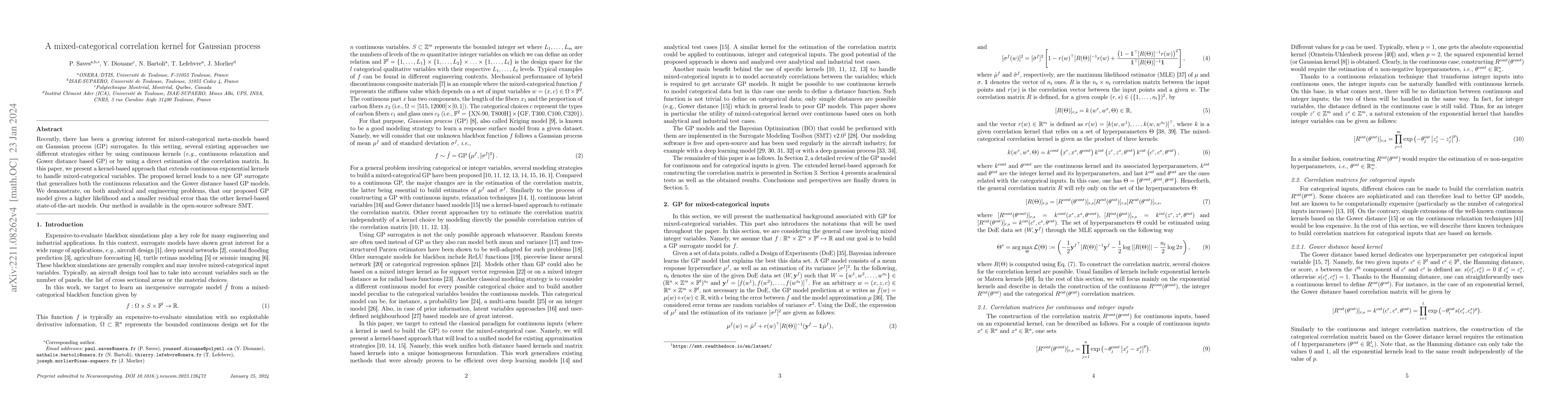 Thumbnail for A mixed-categorical correlation kernel for Gaussian process