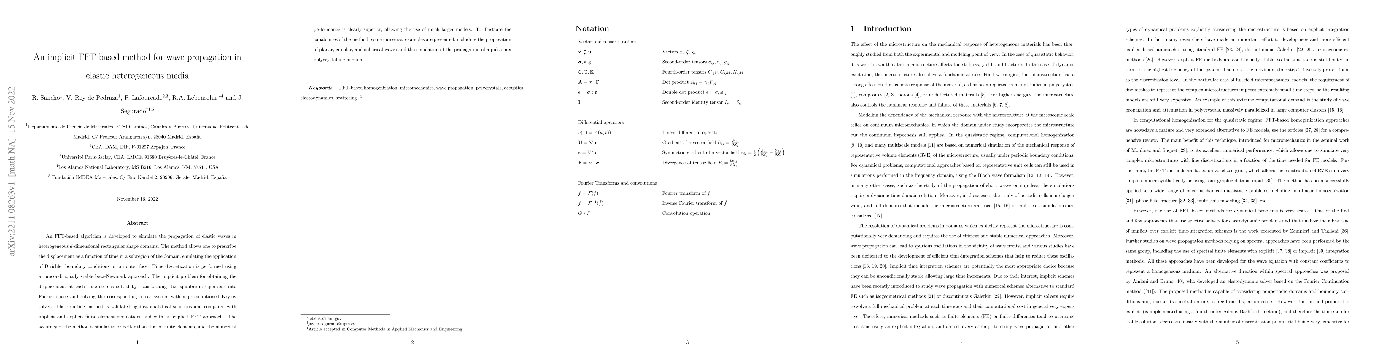 Thumbnail for An implicit FFT-based method for wave propagation in elastic
  heterogeneous media
