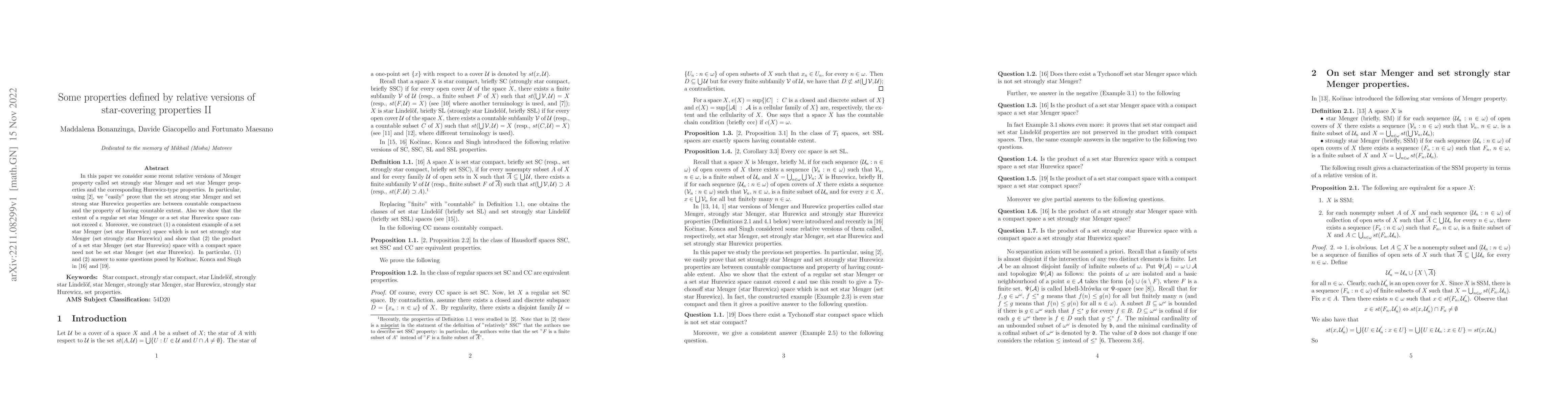 Thumbnail for Some properties defined by relative versions of star-covering properties
  II
