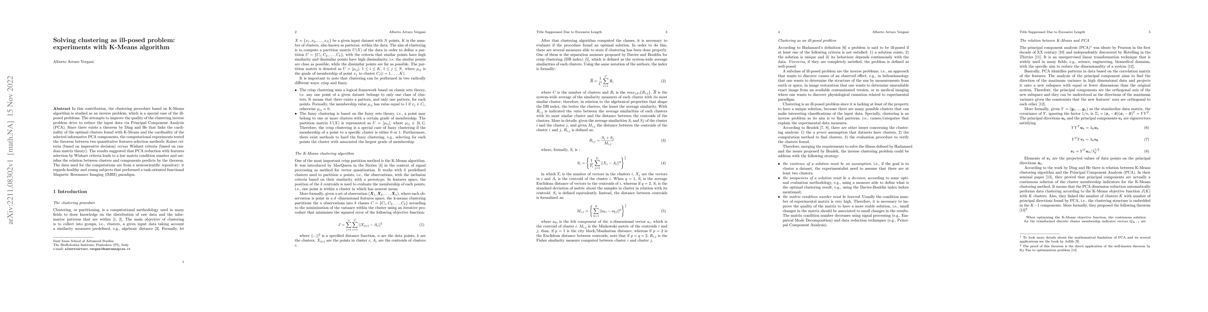 Thumbnail for Solving clustering as ill-posed problem: experiments with K-Means
  algorithm