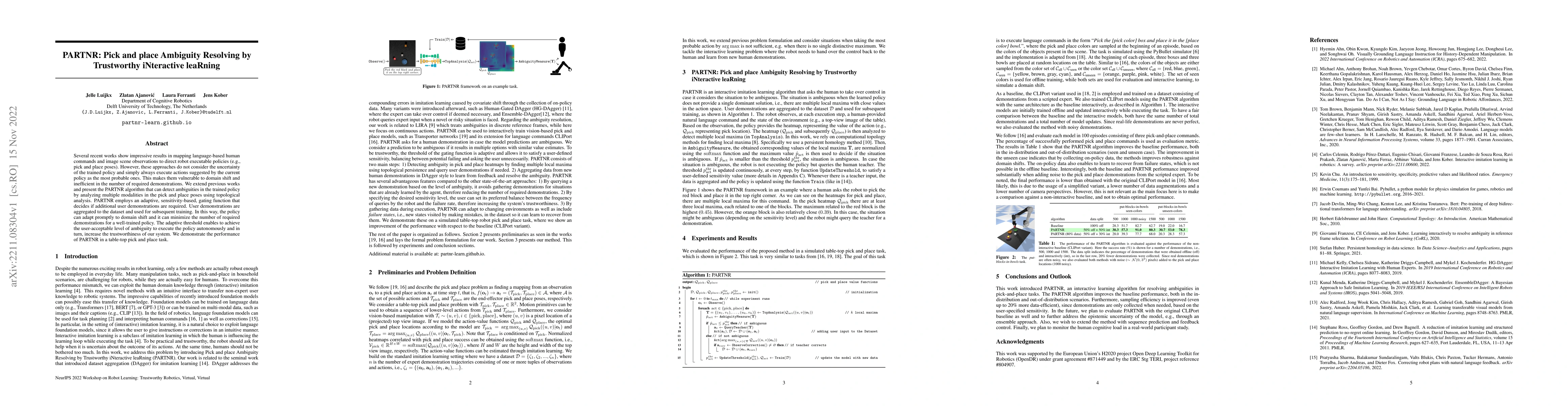 Thumbnail for PARTNR: Pick and place Ambiguity Resolving by Trustworthy iNteractive
  leaRning