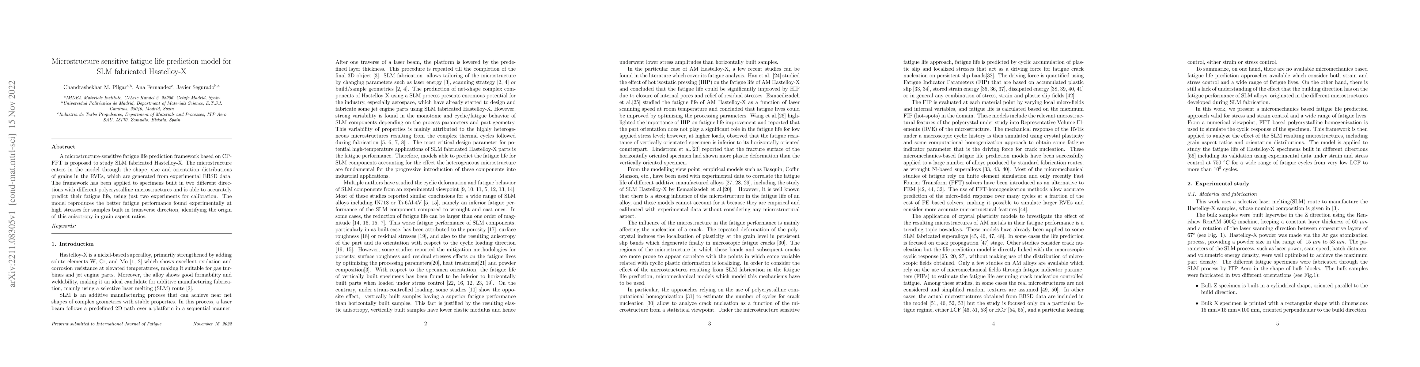 Thumbnail for Microstructure sensitive fatigue life prediction model for SLM
  fabricated Hastelloy-X